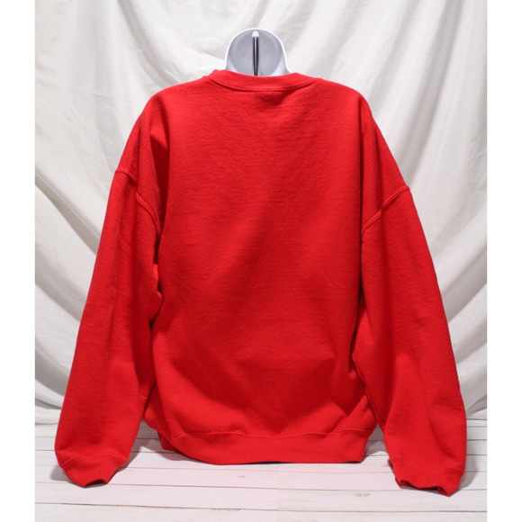 Cat Sweatshirt Women's XL Red LS Pop-over Crewneck Patchwork Crazy Cat Lady Cozy - Picture 3 of 12